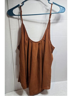 Women's Unbranded Brown Pleated Tank Top 2X